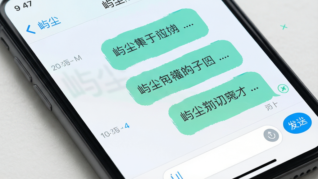 主体是手机屏幕特写,显示“屿尘”聊天对话界面,气泡消息左右分布,布局为对话内容占据画面主体,排版上下滚动自然,风格为清爽浅色UI风格,细节包括时间戳、已读标记、输入框与发送按钮,画质高清、干净、无多余元素