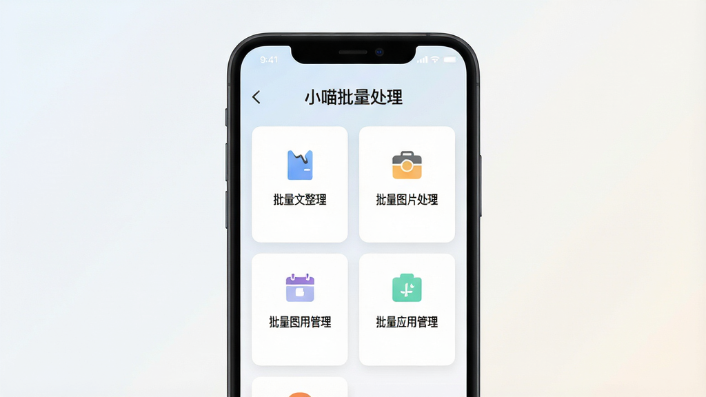 一张手机界面展示图,主体是一部现代智能手机正面竖屏摆放于画面中央,屏幕上显示