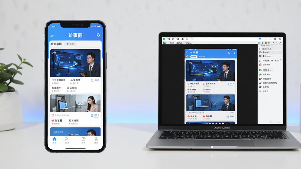 手机与电脑并排展示