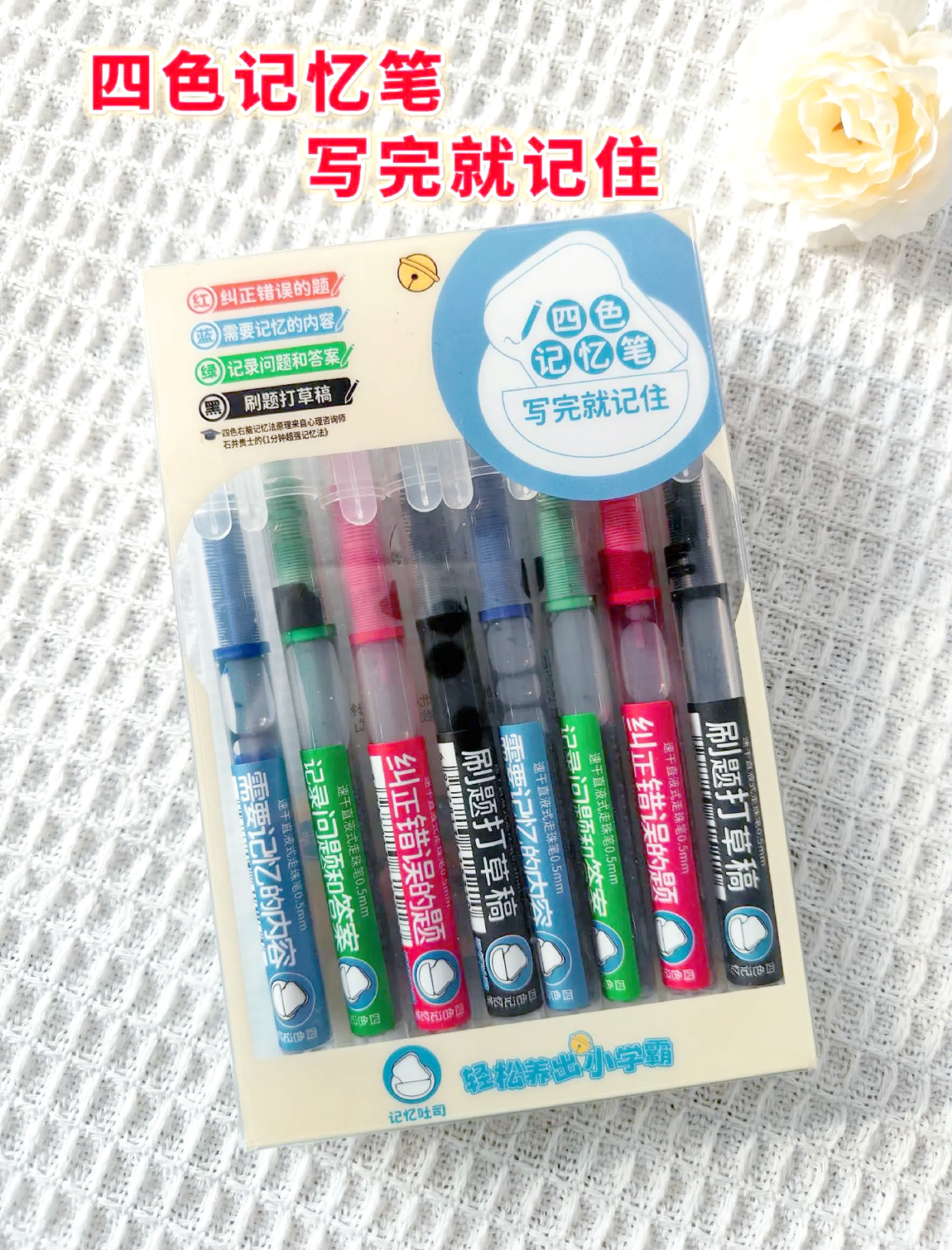 四色笔记 红蓝绿黑四色笔分工标注示例