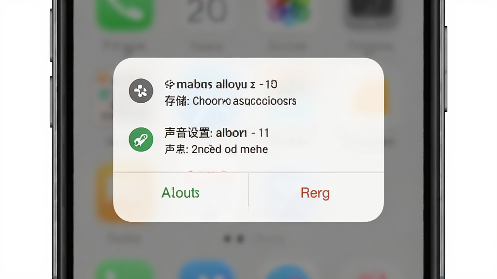 手机铃声免费版权限设置引导页面示意,主体为手机屏幕中央弹出的权限请求对话框,包含存储与声音设置两项权限说明,布局居中留白合理,风格系统原生提示框样式,细节包含允许与拒绝按钮及权限图标,画质清晰干净无多余元素