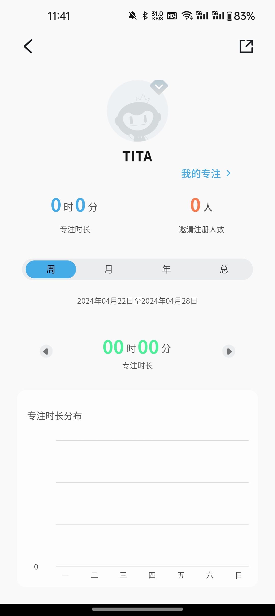 TITA专注 安卓版 计时界面 截图