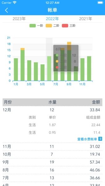 南充环境集团APP安卓版水费查询界面
