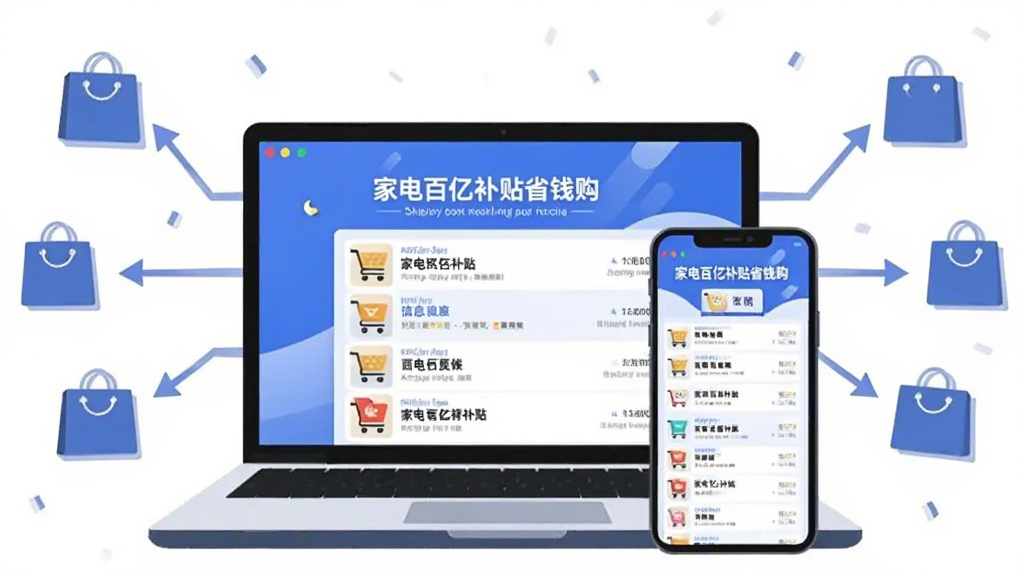 画面主体为一台打开的笔记本电脑与一部手机并排摆放,两者屏幕均显示
