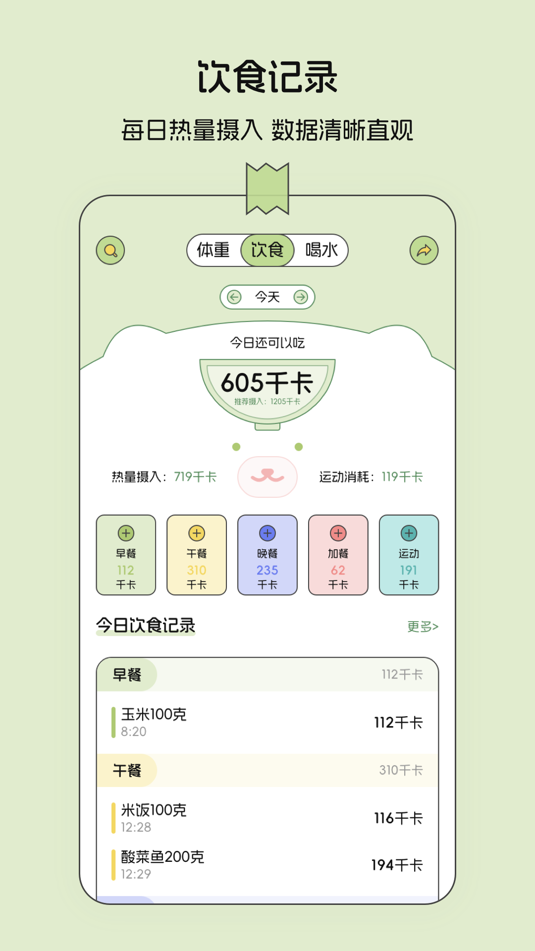 减肥减脂日记app 饮食热量记录 三餐打卡 减脂数据配图