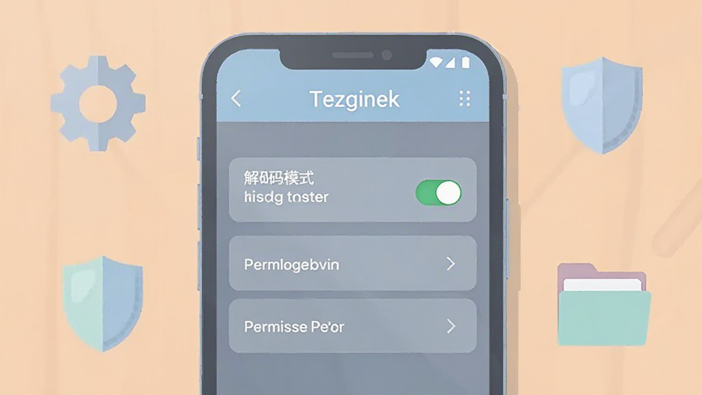 һ���ֻ������������ϣ���Ļ��ʾ Tezginek �����ò˵����棬��������ģʽ�л���Ȩ�޹���ѡ���Χ�г��֡��������ļ���ͼ���׺������Ϊ���й�ͼ�����Ϊ���ǳɫ��ƽ�磬ϸ�������ֿ��ذ�ť���ͷָʾ�����ʸɾ��������޶���Ԫ��