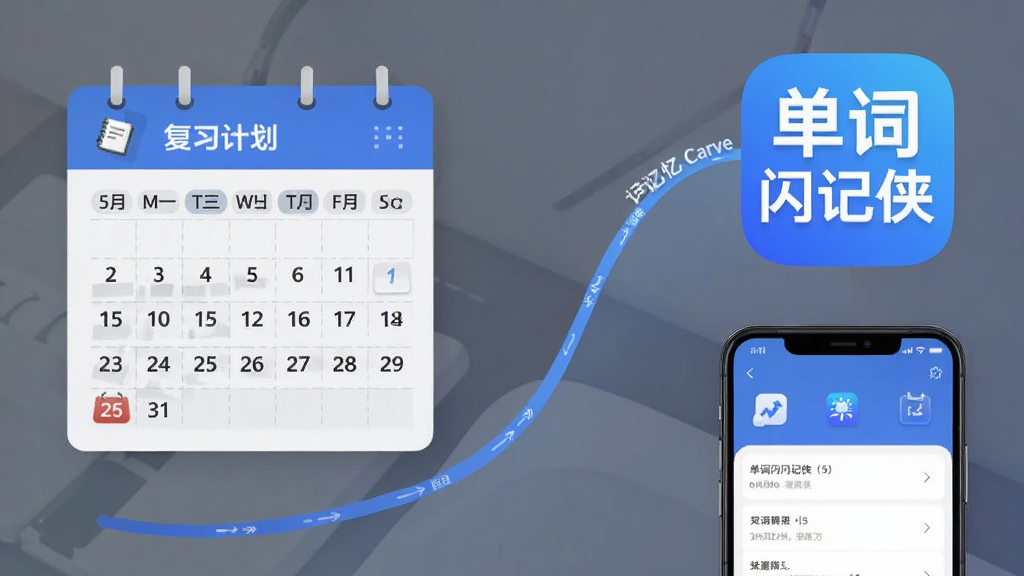 画面左侧为日历样式的复习计划表,右侧为
