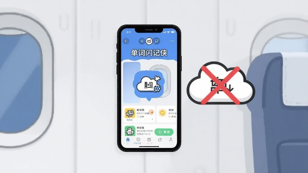画面主体为一部手机在飞机或地铁场景中显示