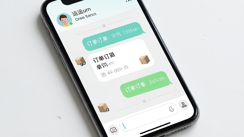 运运货软件消息沟通界面,画面主体为手机屏幕聊天窗口,布局为上方联系人信息下方对话气泡,排版自然,风格为清新浅色社交风,细节包含订单卡片嵌入对话、时间分隔线、输入框,画质高清,画面干净,无多余元素