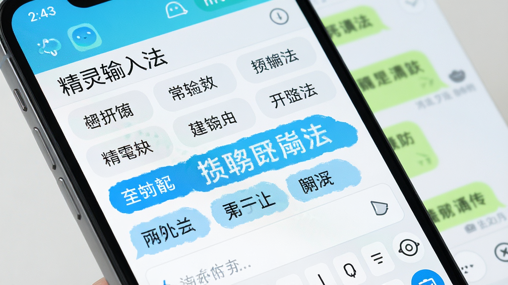 手机屏幕展示输入法候选词联想界面,画面中有