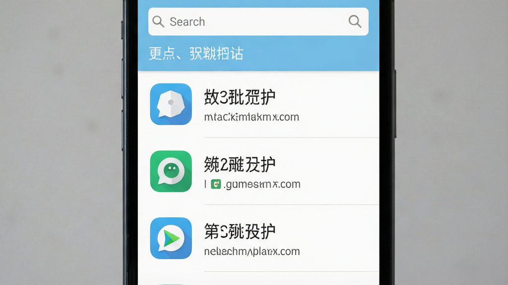 一张手机屏幕截图,画面中央展示一个简洁的应用列表界面,每个列表项左侧是应用图标,右侧上方用大号字体显示应用名称,下方用较小字体显示包名信息,界面顶部有搜索框,整体风格干净清爽,白色背景配浅蓝色标题栏,画质清晰,无多余元素