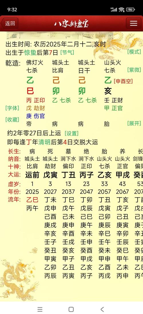 命理乾坤 安卓版 排盘界面截图
