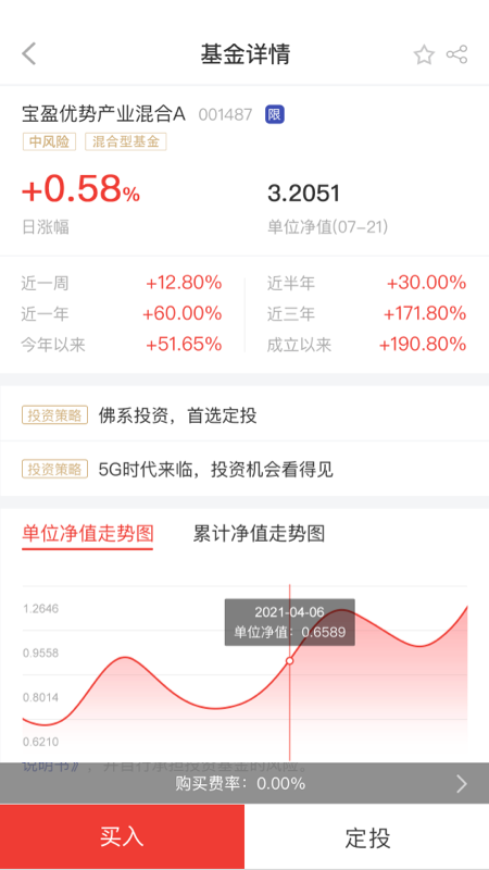 掌上宝盈 安卓版 基金理财界面