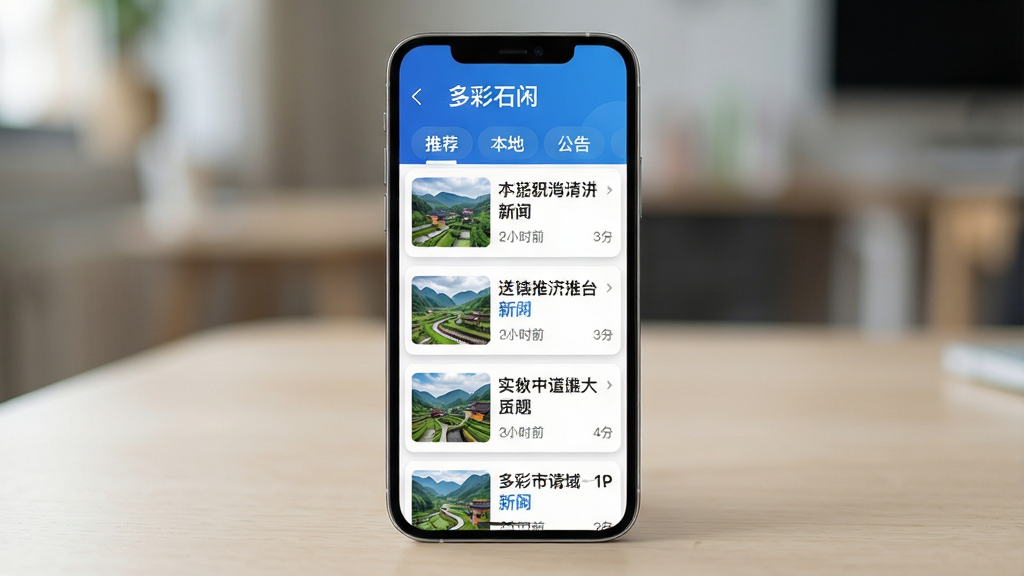 ��������Ϊ�ֻ���Ļ��д����Ļ����ʾ�����ʯ�䡱��Ѷ�б�ҳ�棬�������ſ�Ƭ���϶������У�ÿ����Ƭ���Ϊ����ͼ���Ҳ�Ϊ������ʱ�䣬�����С��Ƽ��������ء������桱�ȱ�ǩ�����ֻ�ƽ����ǳɫ�����ϣ������黯������Ϊ������д��ͼ�����Ϊ�ִ����UIչʾ�磻ϸ���Ͽ�Ƭ��Ӱ��͡�����������ɫ��������Ϊ�������ʸ��塢����ɾ����޶���Ԫ��