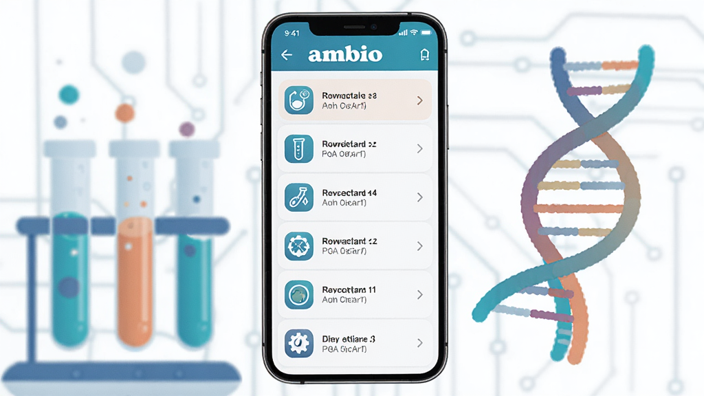 Ambio������ʵ�����̲ο��⹦��չʾͼ���������ֻ���ĻΪ���壬��Ļ����ʾ����������ʵ�������б����Ա������Թܺ�DNA�����ĳ���ͼ�Σ�����Ϊ���й�ͼ������ƽ���Ƽ��磬ϸ�ڰ���ͼ���������Ŀ�����������ɾ�