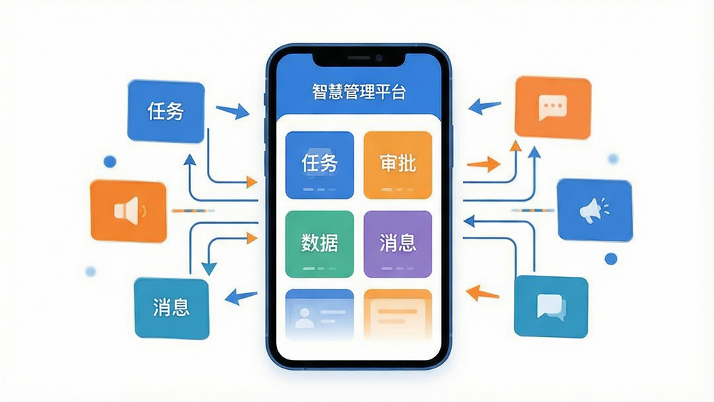 画面中心是一部手机,屏幕显示