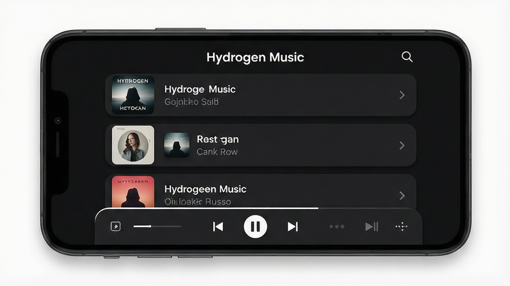 һ��չʾHydrogen Music�ֻ����ֲ������������ͼƬ����������Ϊ�ֻ���Ļ����Ļ����ʾ��ɫ����������б����棬������