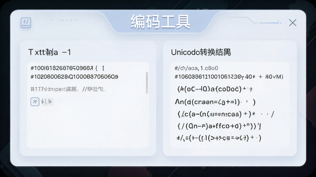 ���빤��ʮ��������Unicodeת�����ܽ��棬����Ϊ�ı���������ת�����չʾ���������д��С����빤�ߡ����ֱ�ʶ������Ϊ��Ƭʽ����ģ�����У����Ƽ���ǳɫϵ��ϸ�ڰ���ʮ��������ֵ��Unicodeת���ַ�ʾ�������������ɾ��޶���װ��