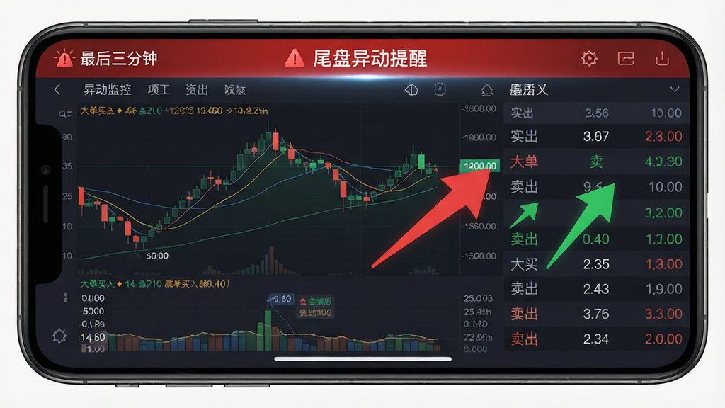 手机横屏显示「最后三分钟」软件的异动监控界面,界面顶部有红色警报横幅写着