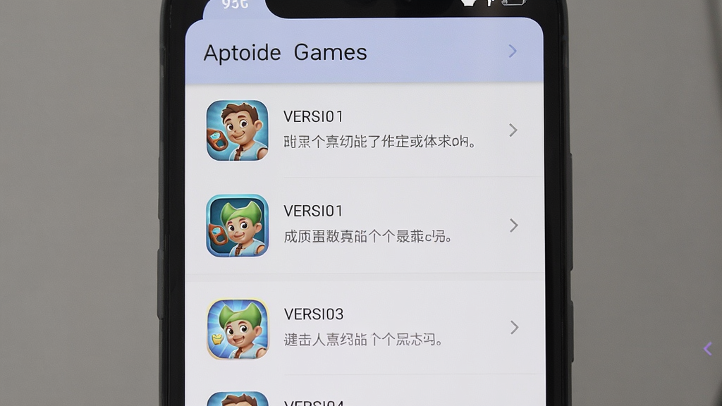 Aptoide Games��汾ѡ����棬����Ϊ�ֻ���Ļ��չʾͬһ��Ϸ�Ĳ�ͬ�汾�б�������Ϊ�б�ʽ��ÿ���汾�а汾�ź�˵��������࣬ɫ�ʵ��ţ�ϸ�����������ʸ��壬�ɾ����޶���Ԫ��