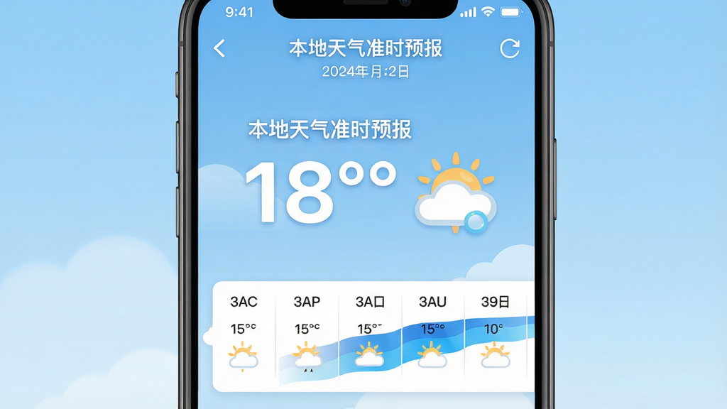 ���壺�ֻ���Ļչʾ����������׼ʱԤ���������棬������ʾ�����¶ȡ�����ͼ�ꡢ���Ӽ���ˮԤ���������֣��ֻ����У���Ļ���������ɼ�������Ϊ����ɫ������ա��Ű棺����Ԫ�����룬�Ϸ�Ϊ�����������ڣ��в�Ϊ�ش��¶��������������ţ��·�Ϊ��СʱԤ���Ử�б�����񣺱�ƽ����ƣ�ɫ������������ͼ��Բ��ɰ���ϸ�ڣ���Ļ����ʾ����������׼ʱԤ�����������¶�����Ϊ��ɫ�Ӵ֣���ˮ������ɫ����ɫ����ʾ�����ʣ�4K���壬�ɾ��޶���Ԫ�ء�