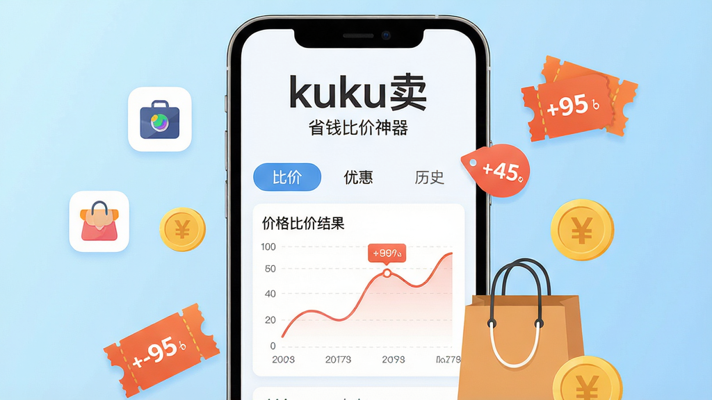 ���壺һ�������ֻ���Ļ��ʾkuku��Ӧ�ý��棬������չʾ��Ʒ�ȼ۽���ͼ۸�����ͼ�����ֻ��Ա��й�����ͽ��Ԫ�ء����֣��ֻ����У���Χ������ƷСͼ����Ż�ȯԪ�ء��Ű棺��������������������Ϊ��kuku������������Ϊ��ʡǮ�ȼ�������������ִ���ƽ����ɫ������������Ϊǳ��ɫ���䡣ϸ�ڣ��ֻ���Ļ���С��ȼۡ����Żݡ�����ʷ�����ܱ�ǩ����Һ��ۿ۱�ǩ��׺�����ʣ����壬�ɾ����޶���Ԫ�ء�