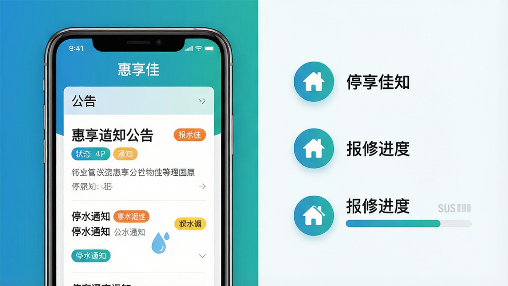 ���壺�������ѡ�APP����ҵ�������棬��ʾ�����б��ͱ��޽����������֣�����ֻ����棬�Ҳ�����ͼ��˵��������ƽ�⡣�Ű棺��Ϣ�㼶�������������Ӵ֣�״̬��ǩ�ò�ɫԲ�Ǿ��Ρ������������磬����ɫ����ϸ�ڣ����涥����ʾ�������ѡ����ƣ��������С�ͣˮ֪ͨ�����������ʣ�ϸ�壬�ɾ����޶���Ԫ�ء�