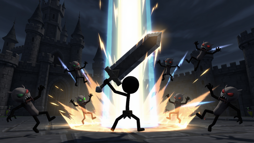 Epic Stickman��Ϸս�������������ֳ־޽��ͷ��ռ����ܣ����������о޴�Ĺ�����Ч����ΧС�ֱ���ɣ������ǰ��ڷ��ĳǱ�������Ч����������Ӱ��Ⱦ��ɫ��ϸ�ڷḻ�������������ɾ��޶���Ԫ�ء�