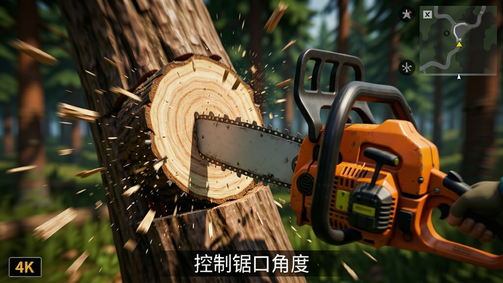 ���壺��ľ��ģ����3D��Ϸ��ͼ��չʾ����и���ľ��˲�䣬ľм�ɽ�������΢΢��б�����֣���д��ͷ�����λ�ڻ������룬�����黯ɭ�֡��Ű棺�����·���ʾ������ʾ�����ƾ�ڽǶȡ������Ͻ���С��ͼ�����дʵ��񣬶�̬ģ��Ч����ɫ��Ũ����ϸ�ڣ��������������ľм������������Ӱ׷�١����ʣ�4K���壬����ɾ����޶���UIԪ�ء�