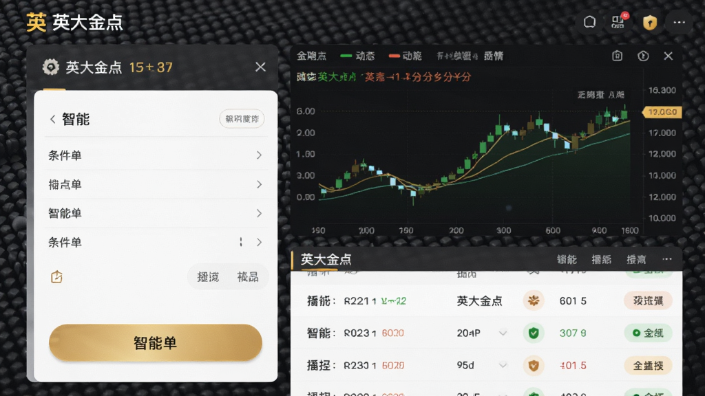ͼƬ����ΪӢ����APP�����ܽ��׹��ܽ��棬�����������������壬�Ҳ�չʾ��̬�������ʱͼ��ί���б������ֲ������ҷ���������Ϊ�Ƽ���ʮ������ɫ������������ɫ������ʾ�ؼ���ť�����ƫ���ڿƼ��磬ϸ����ͻ�������ܡ��롰��ȫ��ͼ�꣬���������ɾ����޶���Ԫ�أ���Ļ������֡�Ӣ���㡱������