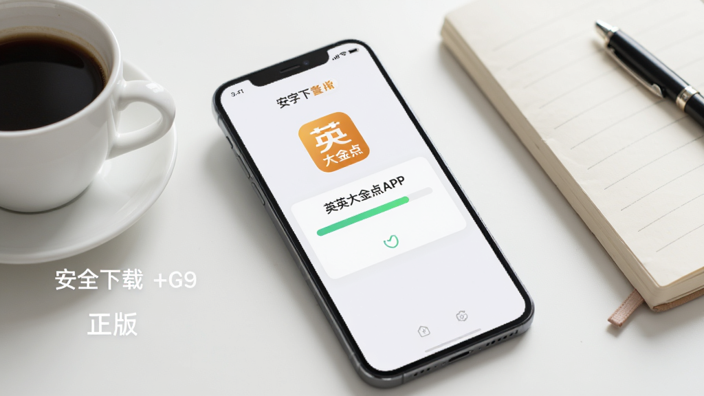 ͼƬ����Ϊһ�������ֻ����ڰ�װӢ����APP����Ļ��ʾ��װ�������������Ǽ��İ칫�����Ա���һ�����ȺͱʼǱ�������ɫ�����������ֲ���б�ǹ�ͼ��ͻ������ȫ���ء��롰���桱���������Ϊʵ��������ϸ�ڰ����ֻ���Ļ�ϵġ�Ӣ���㡱ͼ�꣬�����������޶���Ԫ�ء�