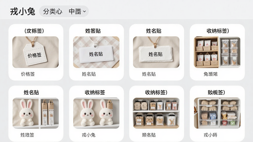 ���壺����С�á�ģ������ҳ�棬չʾ����ǩģ������ͼ�����֣��ֻ���Ļ��ʾ����״ģ���б���ÿ��ģ�������ƺ�Ԥ��ͼ���Ű棺���񲼾֣�ģ�忨Ƭ�ȼ�����У������з���ɸѡ����������¼�Լ����ƬԲ����ƣ�����ǳ�ҡ�ϸ�ڣ�ģ������ͼ�������������۸�ǩ���������������������ɱ�ǩ�������������ʣ��߷ֱ��ʣ�����ɾ����롣
