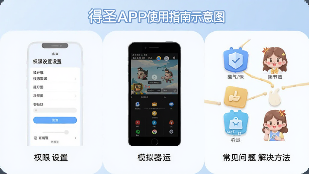 ��ʥAPPʹ��ָ��ʾ��ͼ��չʾȨ�����ý��桢ģ�������л��桢��������������ͼ�꣬������������������˵��������࣬���ʸɾ���