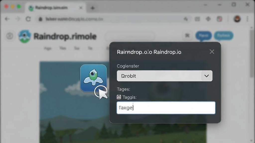 Raindrop.io ��ǩ�ռ�����ʾ��ͼ��չʾ�������չͼ�����󵯳��������ĳ�����������ҳ���⡢����ѡ��ͱ�ǩ����򣬱���Ϊģ������������ڣ����дʵ��ϸ�����������ʸߣ��޶���Ԫ��