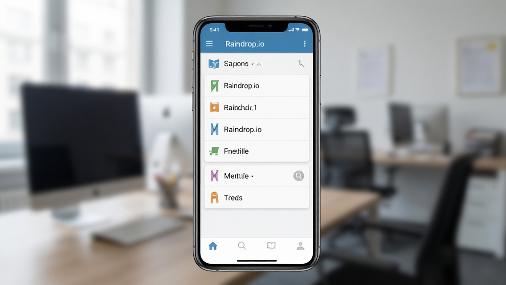 Raindrop.io �ƶ���ʹ�ó�����չʾ�ֻ��������棬������ǩ�б��͵ײ�������������Ϊģ���İ칫���������дʵ���������������ʸ��壬�޶���Ԫ��
