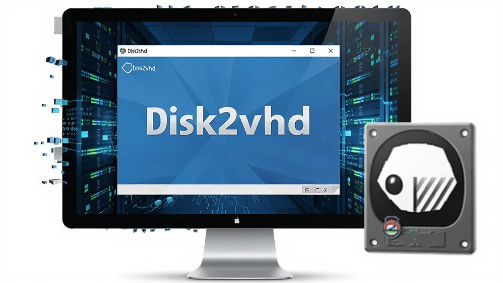 ���壺һ̨������Ļ��ʾDisk2vhd�������棬�Ա���һ������Ӳ��ͼ�꣬���������������ĿƼ��л��棬��������רҵ�����ֶԳƣ�ϸ�ڰ����������ơ�Disk2vhd�����������������ɾ����޶���Ԫ��