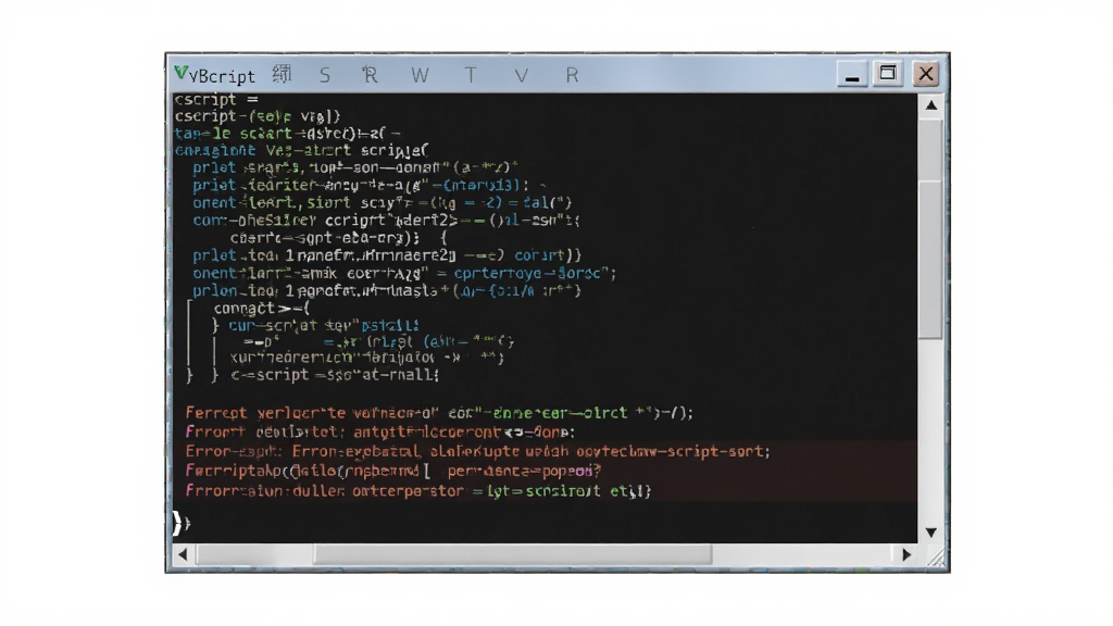 VBScript调试过程示意图,主体为命令行窗口显示cscript执行结果,布局居中,排版简洁,风格技术感,细节包括代码输出和错误提示,画质清晰,干净无多余元素