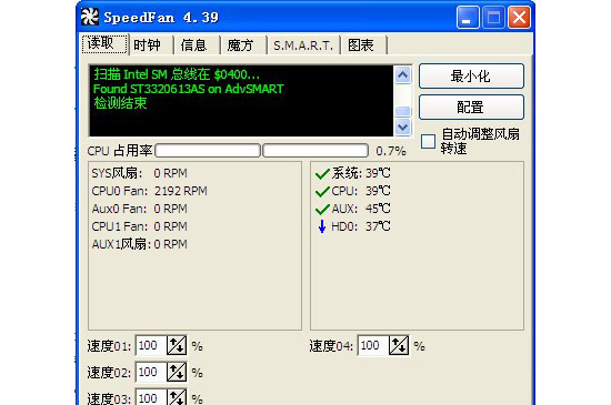 SpeedFan 温度监控 界面