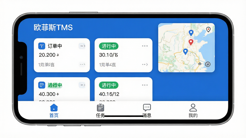 ���壺ŷ��˹TMS���ֻ��ϵ����н��棬�ֻ�����չʾAPP��ҳ�����֣��ֻ���Ļ����ʾ�����б�����ͼС���ڡ��ײ�����������ҳ��������Ϣ���ҵģ����Ű棺��������ɫΪ��ɫ������Ƭʽ���֣���ͼ��������Ļ���Ͻǡ�����ƶ���UI��ƣ�ͼ��Բ����Ϣ��ࡣϸ�ڣ���Ļ�Ϸ���ʾ��ŷ��˹TMS��Ʒ������������Ƭ���С������С���ɫ��ǩ������ͼ�����������ʣ����壬�ɾ����޶���Ԫ�ء�