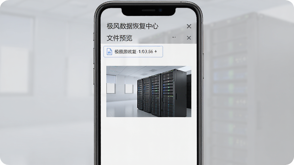 极风数据恢复中心文件预览界面,手机屏幕显示图片预览,背景为柔和灰色,主体为预览窗口,布局居中,排版简洁,风格实用,细节包括文件信息栏,画质高清,干净无多余元素