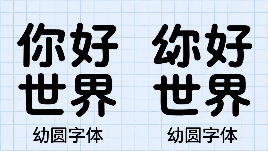 幼圆字体与普通黑体对比展示图,左侧为普通黑体