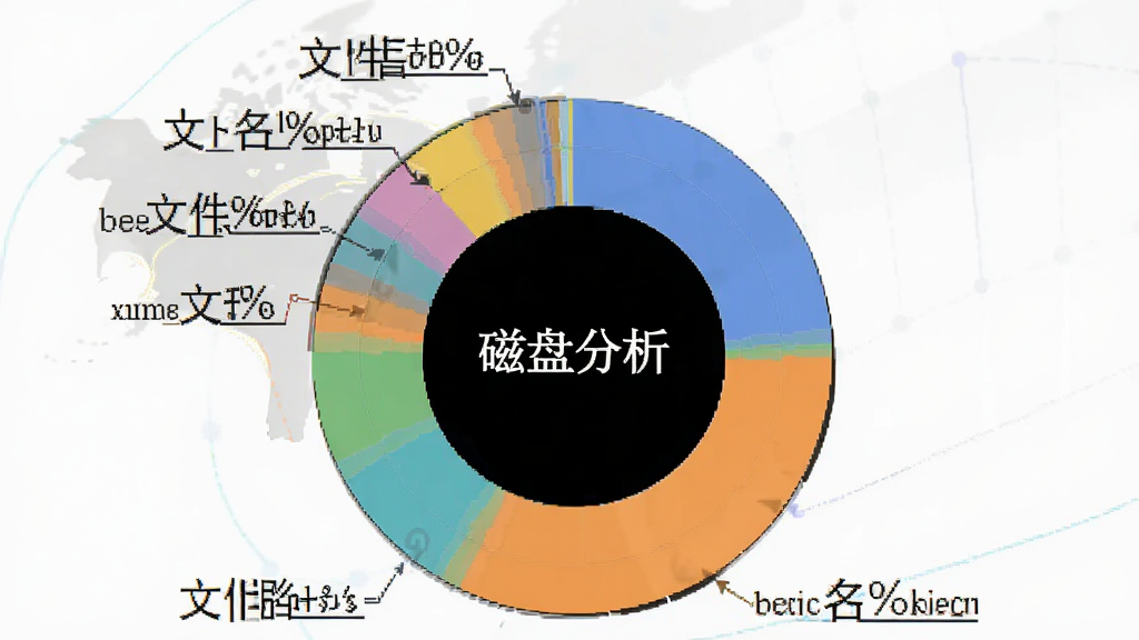 文管王文件管理系统 单机版磁盘空间分析饼状图截图,主体为彩色环形图表,布局展示各类文件占比,排版美观大方,风格为数据可视化界面设计,细节标注大文件路径,画质清晰,无多余元素,图片文字标注“磁盘分析”