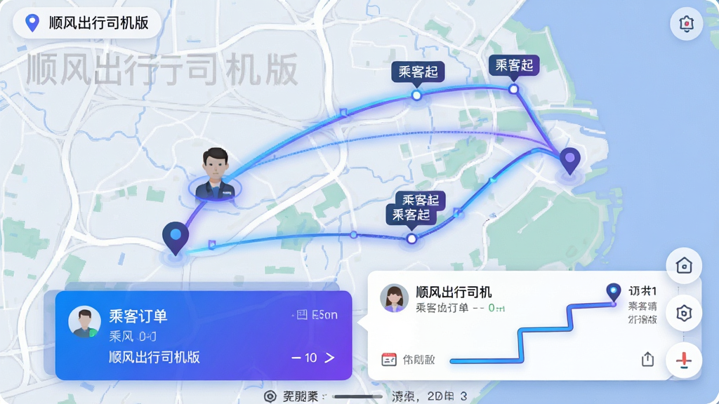 ���壺˳�����˾��������ƥ����棬��ͼ����ʾ˾��λ�úͶ���˿����յ㣬���������ӡ����֣���ͼռ�����棬ƥ��ɹ��Ķ�����Ƭ�������Ű棺��ͼ������������Ƭλ�ڵײ�����ʾ�˿���Ϣ��·�ߡ���񣺿Ƽ��У�������ɫ������������ϸ�ڣ���ͼ���С�˳�����˾���桱ˮӡ�����ʸ��壬�ɾ��޶���Ԫ�ء�