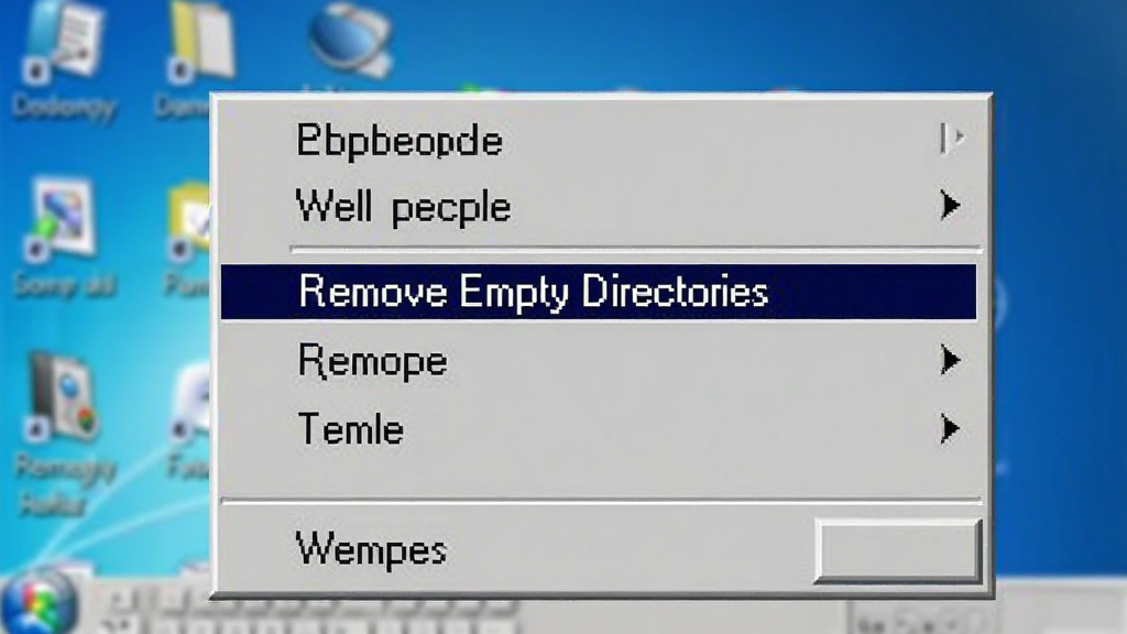 鼠标右键弹出菜单的示意图,菜单中高亮显示“Remove Empty Directories”选项,背景为模糊的电脑桌面,菜单样式为Windows经典风格,简洁清晰,画质干净,无多余元素