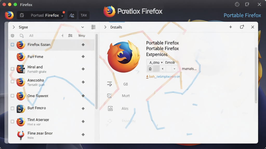 Portable Firefox 浏览器扩展管理器界面截图,左侧为扩展列表,右侧为扩展详情,背景为Firefox默认浅色主题,整体风格清晰明了,主体为扩展管理页面,布局规整,排版有序,细节展示扩展图标与名称,画质干净,无多余元素,带“Portable Firefox”标识。