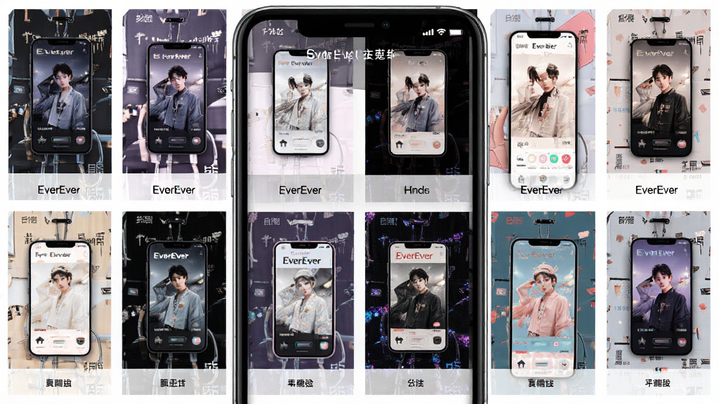 EverEver个性化主题装扮展示图,主体为手机界面,并列显示多套不同风格的主题皮肤缩略图,布局为网格排列,排版整齐,风格为多样混搭,细节包含每套主题的预览小图和名称标签,画质高清,无多余元素