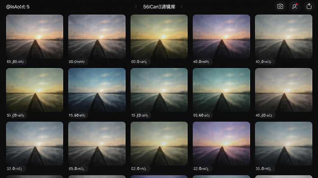 56iCan3滤镜库展示,网格布局显示各类滤镜缩略图,色彩斑斓,界面美观,高清画质,无多余元素