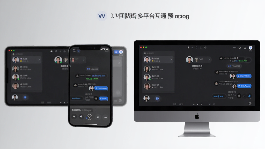 VV团队语音多平台互通预览图,展示手机与电脑屏幕并排,屏幕上均显示相同的语音房间界面,成员列表和聊天信息同步,背景为浅灰色渐变,布局左右对称,风格现代简约,画质清晰无多余元素