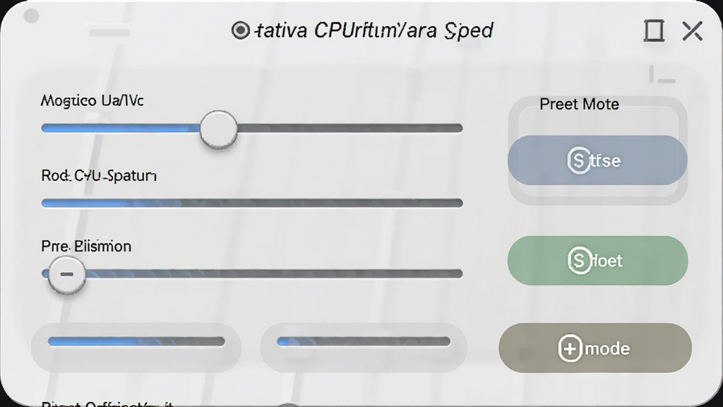 ativa cpu speed性能调校面板,多个滑块与预设模式按钮,界面采用浅灰色圆角设计,指示标签清晰,排版有序,风格清爽,细节丰富,画质高清,干净无多余元素