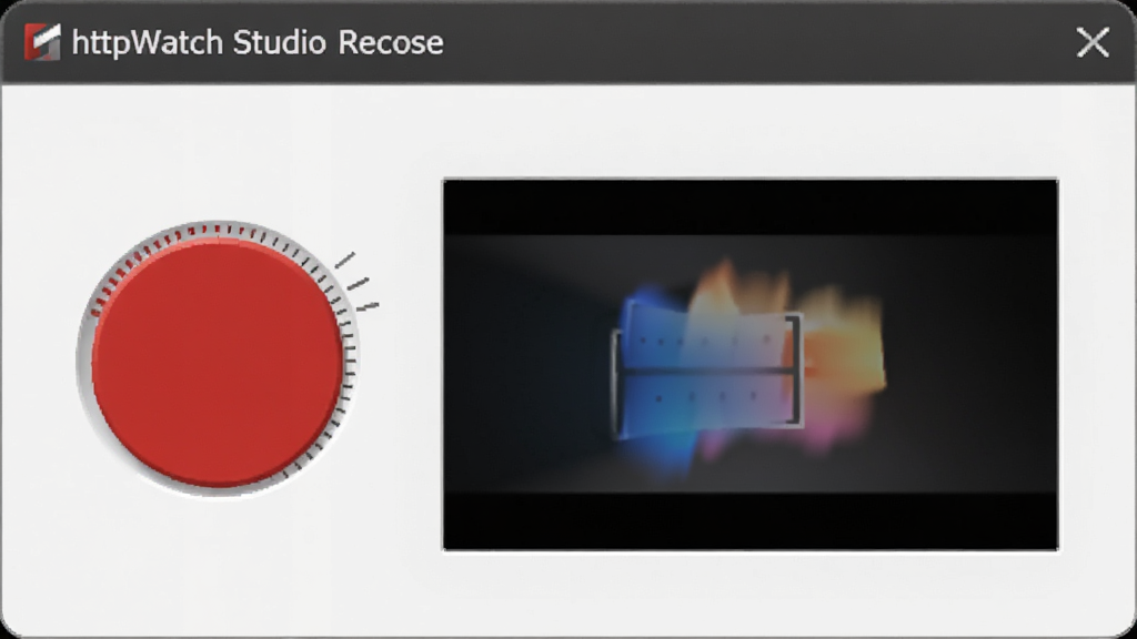 HttpWatch Studio 录制按钮特写,红色圆形按钮,界面简洁,干净无多余元素,高画质